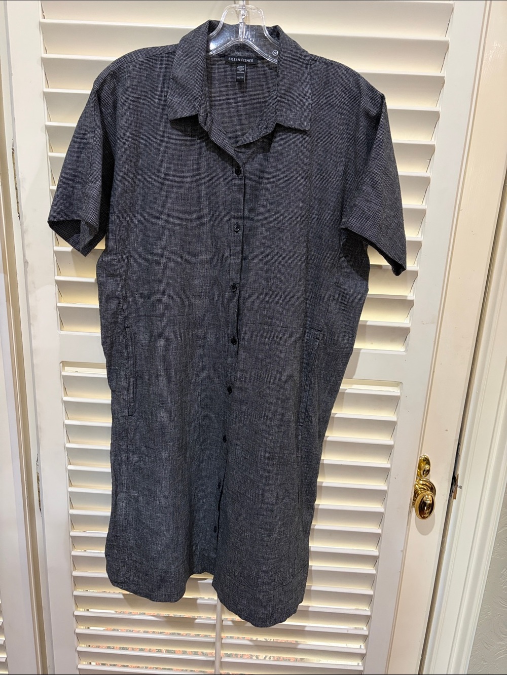 Eileen Fisher Black and White Textured Dress. Size XXS